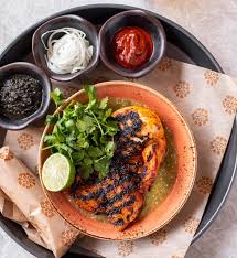 Alma Cocina signature dishes Chopped Chicken SaladSpicy Shrimp TacosChicken Al Carbon